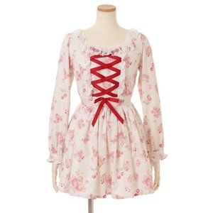 NWT Liz Lisa Dress Sz 10 Lolita Japan Kawaii Flower Floral Cat Cherry Lace Pink